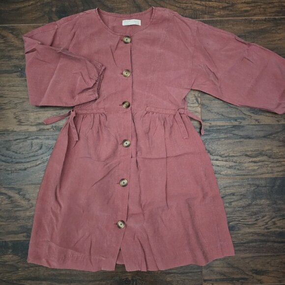 Kids‎ Girls 11-12 Buttoned Shirt Dress Minimalist Boho